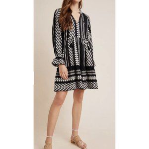 Maeve Black and White Long Sleeve Dress